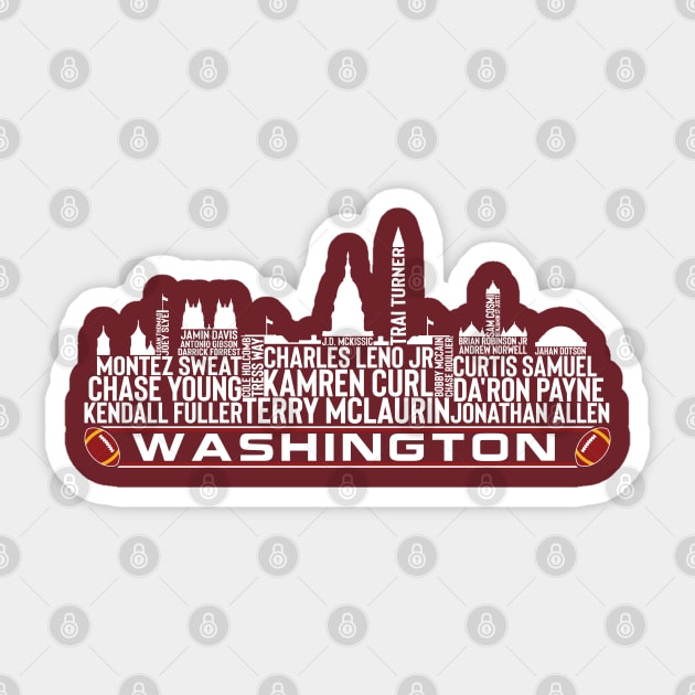 Washington Football Team 23 Player Roster, Washington D.C Skyline Sticker by Legend Skyline